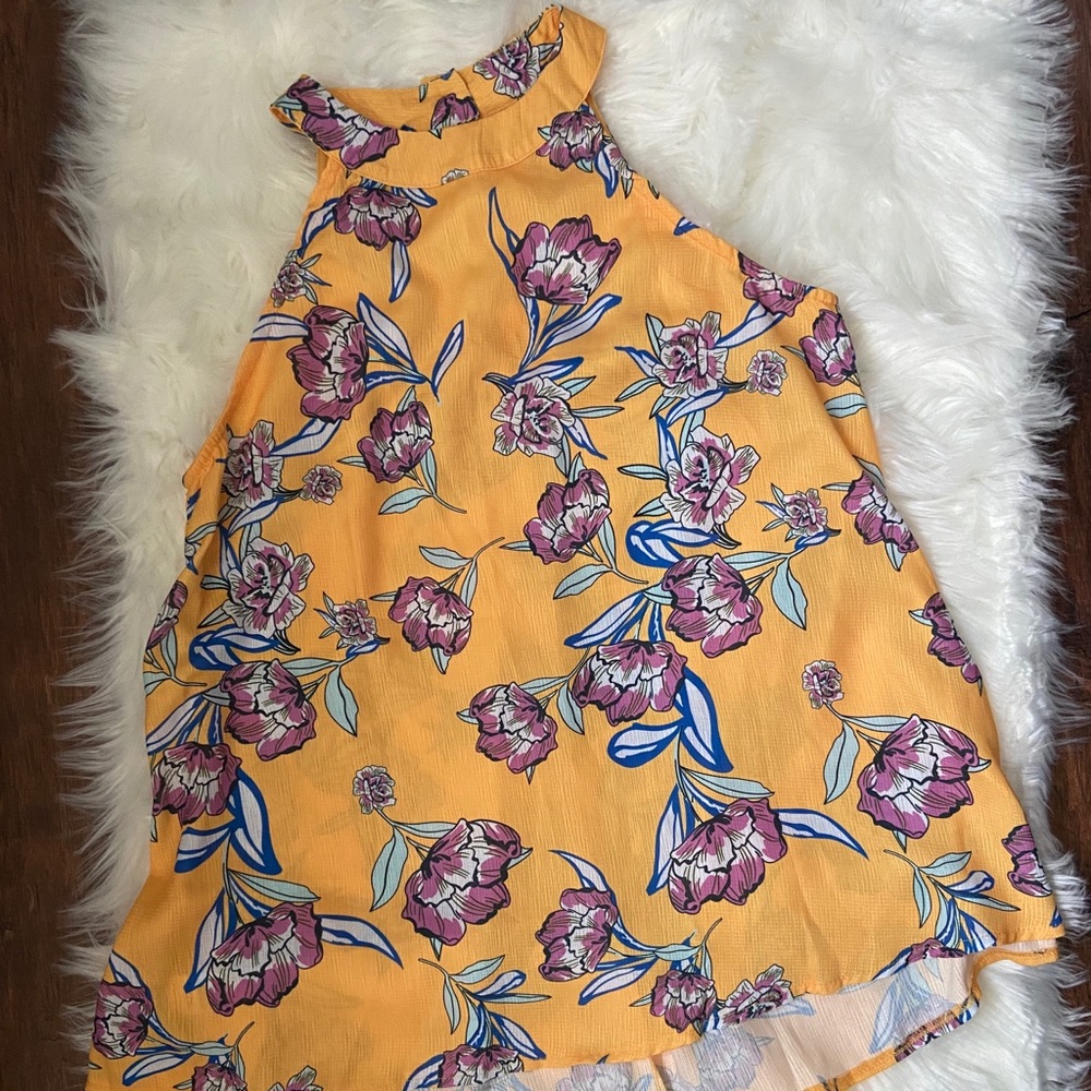 Floral flowy halter tank top, size Large